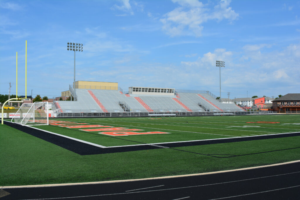 New Bleachers & Press Box for Washington Community High School slide